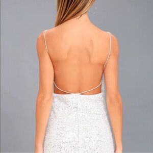 Lulus backless sequin white dress